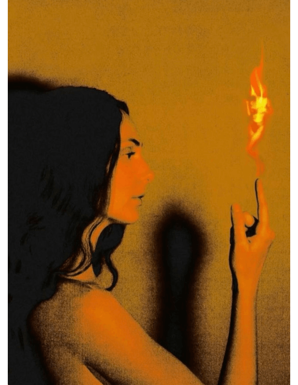 Woman with flame - The Sunshine Effect